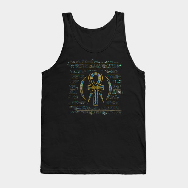 Abalone Shell Egyptian Ankh Cross Tank Top by Nartissima